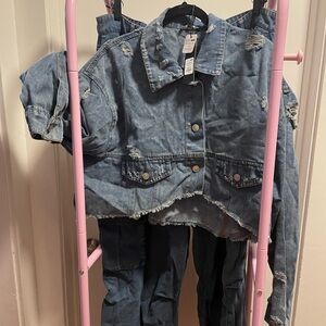 Fashion Nova Light Blue Distressed Denim Jacket